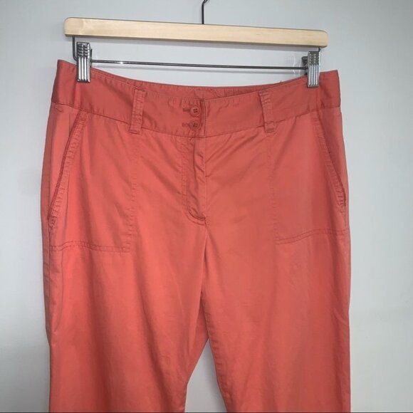 Talbots Pants Women’s Size 6 US Coral‎ Pink Cotton Cropped Cargo Adjustable - Picture 3 of 7